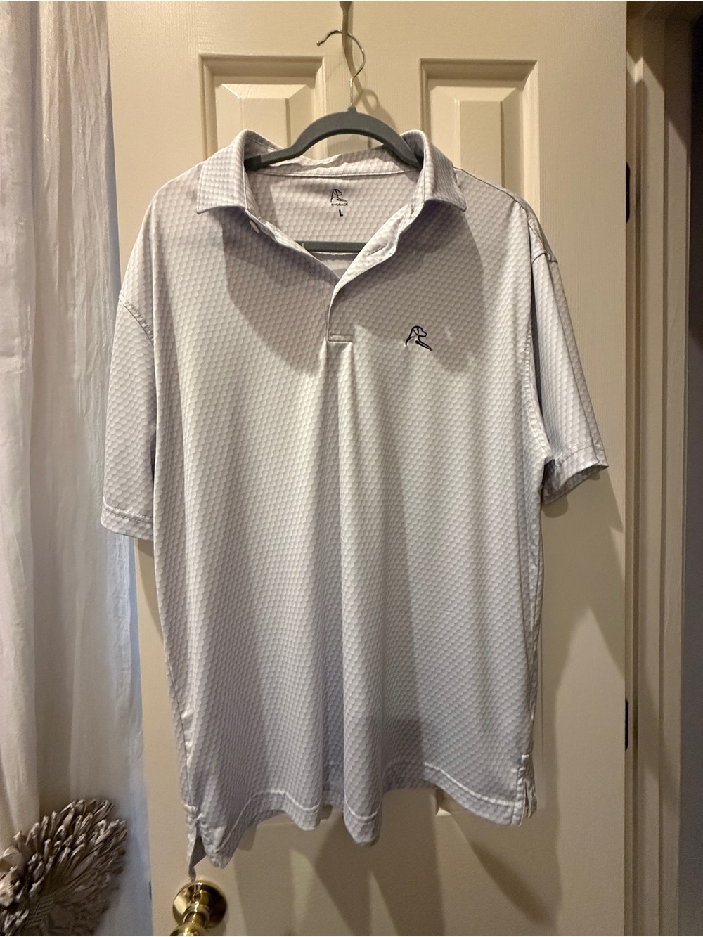 Rhoback Men's Light Gray Textured Polo